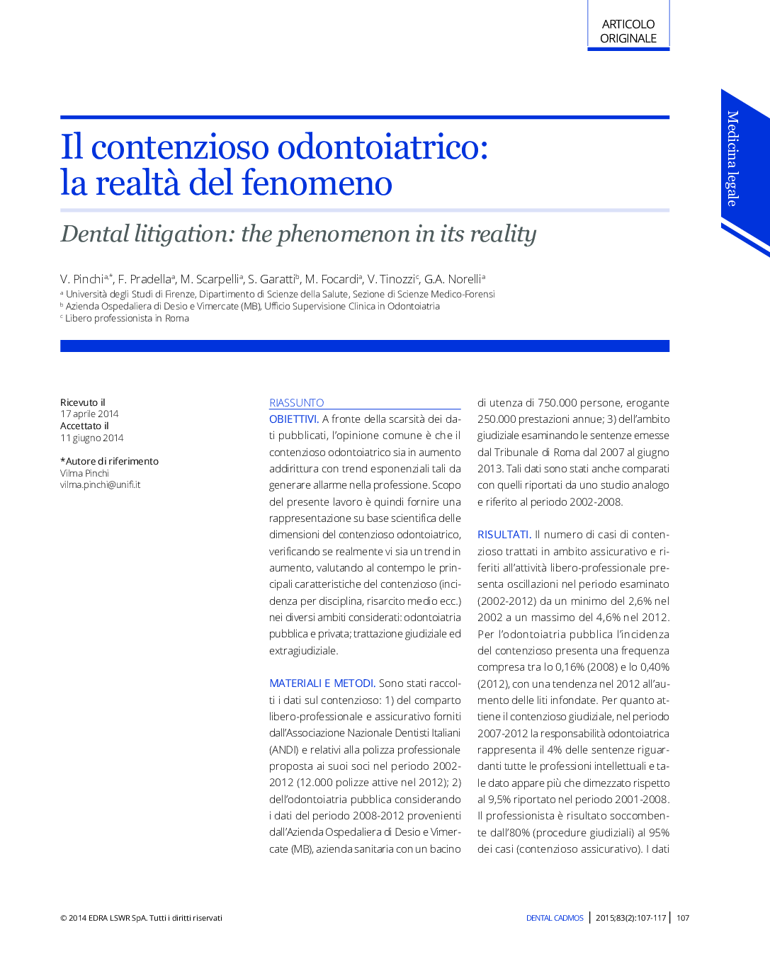 Il contenzioso odontoiatrico: la realtÃ  del fenomeno