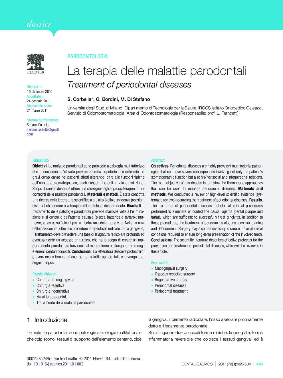 La terapia delle malattie parodontali