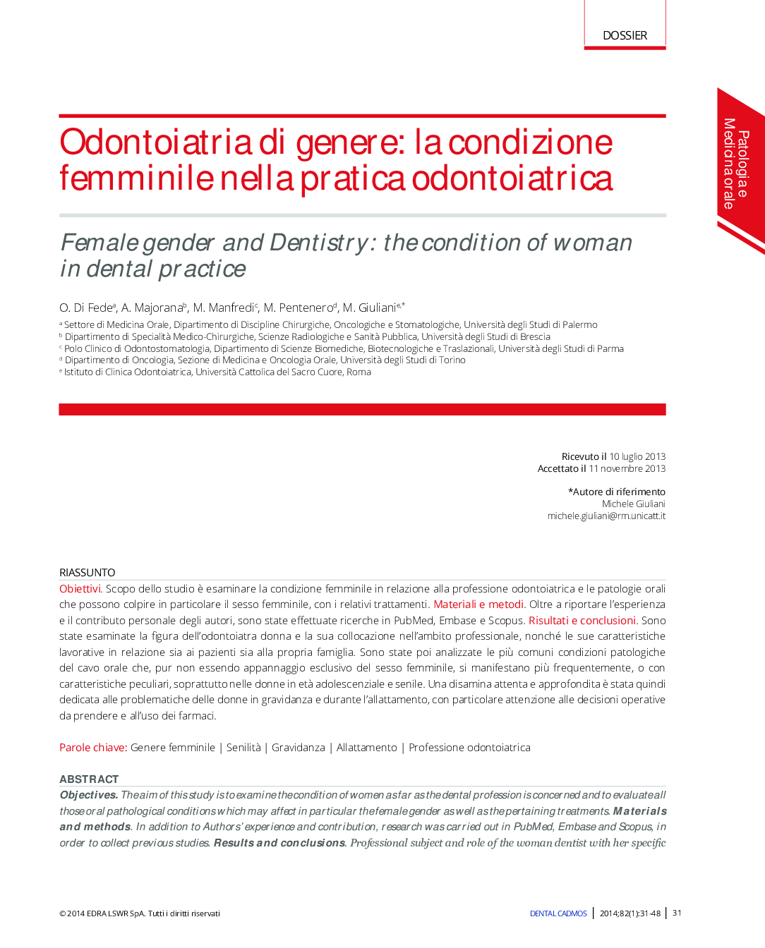 Odontoiatria di genere: la condizione femminile nella pratica odontoiatrica