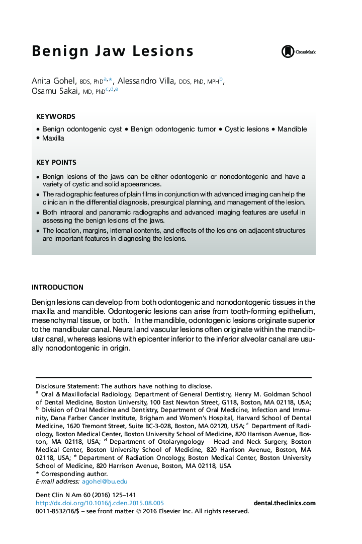 Benign Jaw Lesions