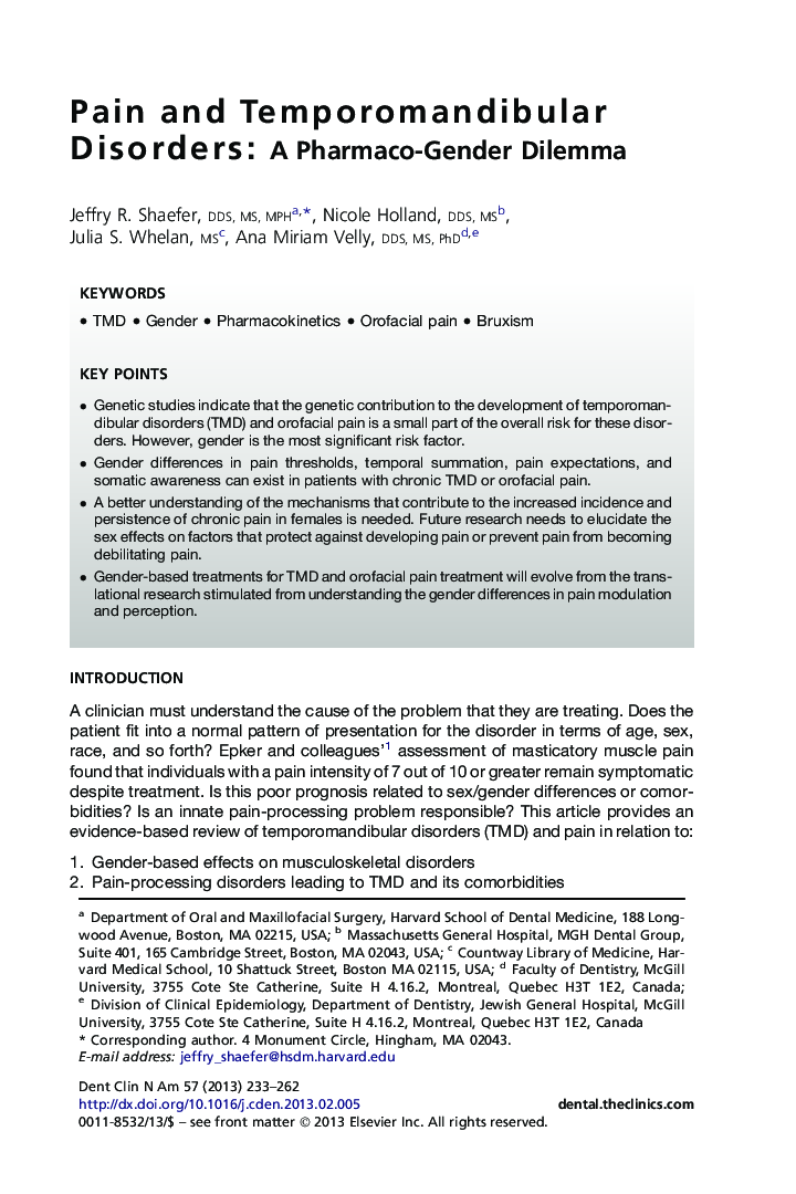 Pain and Temporomandibular Disorders