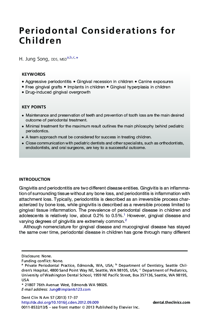 Periodontal Considerations for Children