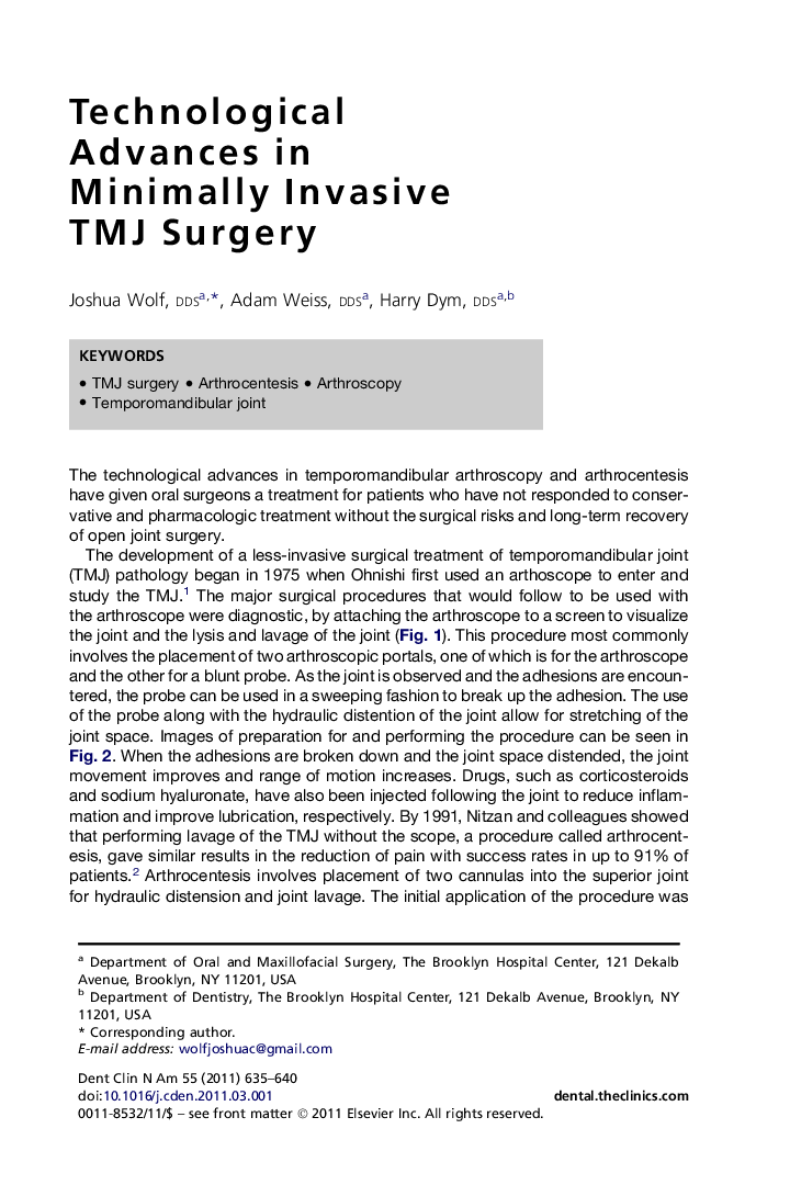 Technological Advances in Minimally Invasive TMJ Surgery