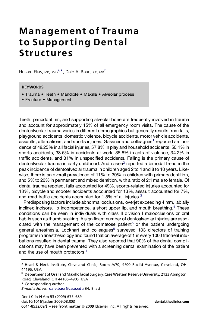 Management of Trauma to Supporting Dental Structures