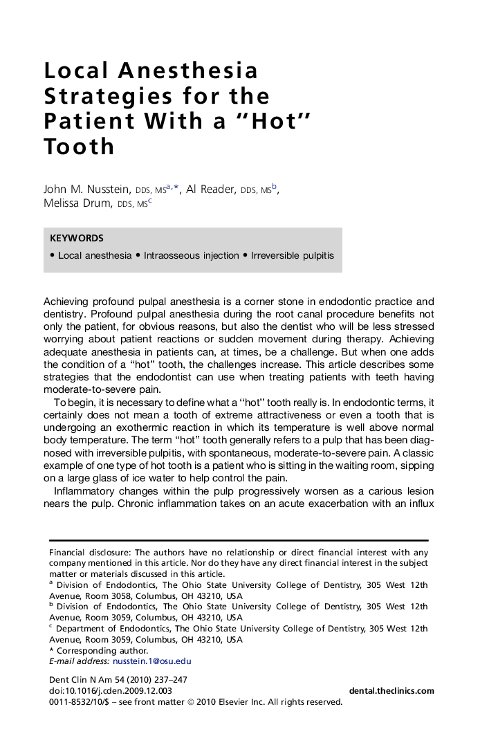 Local Anesthesia Strategies for the Patient With a “Hot” Tooth