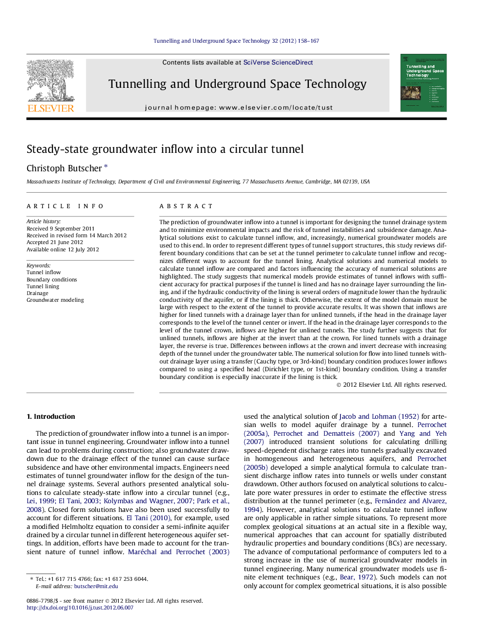 Steady-state groundwater inflow into a circular tunnel