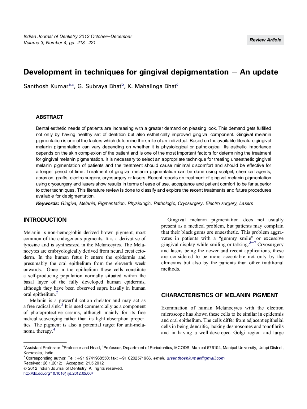 Development in techniques for gingival depigmentation - An update