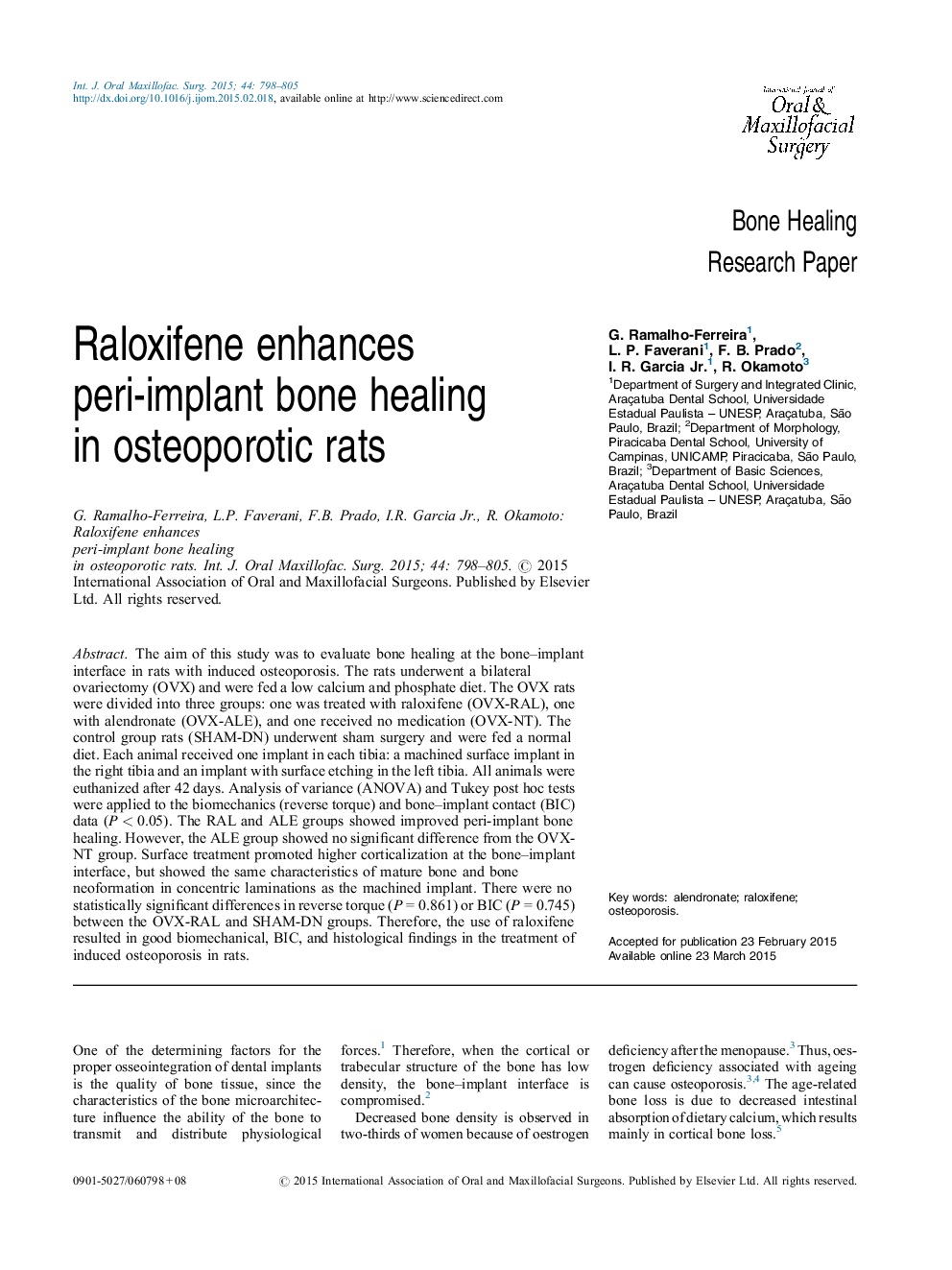 رالوکسیفن باعث بهبودی استخوان های پری ایمپلنت در موش های استئوپروز می شود 