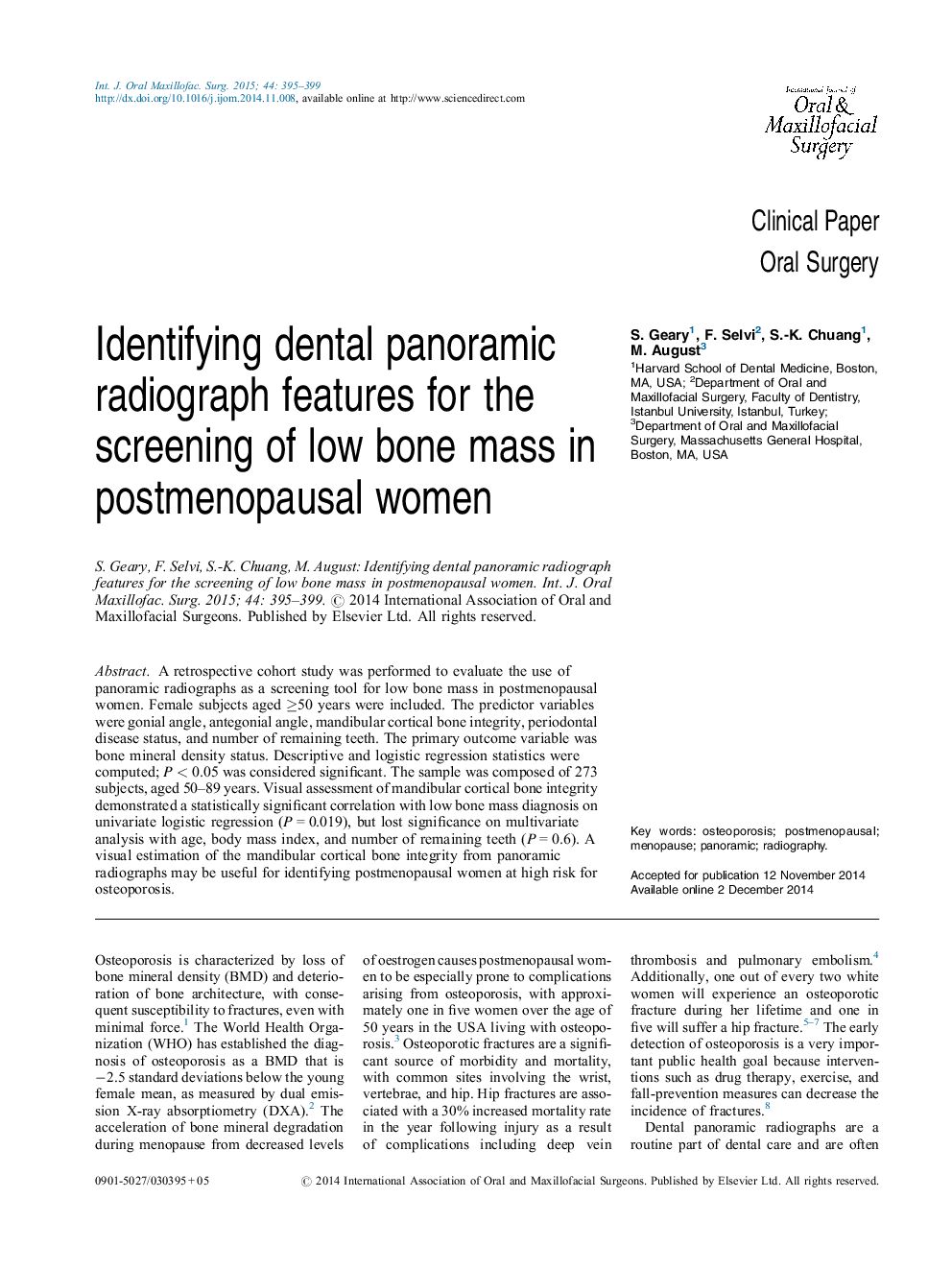 Identifying dental panoramic radiograph features for the screening of low bone mass in postmenopausal women