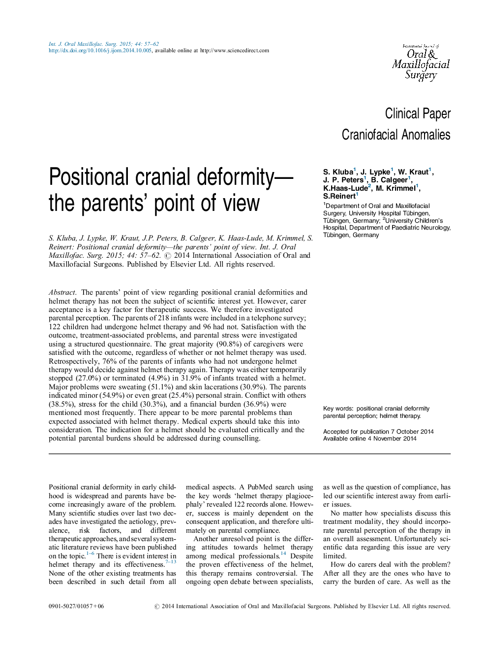 Positional cranial deformity—the parents’ point of view