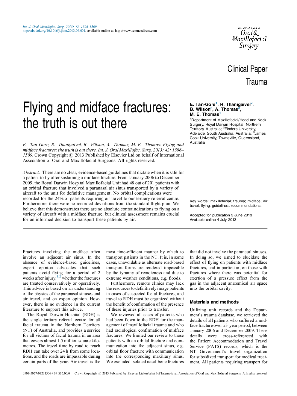 Flying and midface fractures: the truth is out there