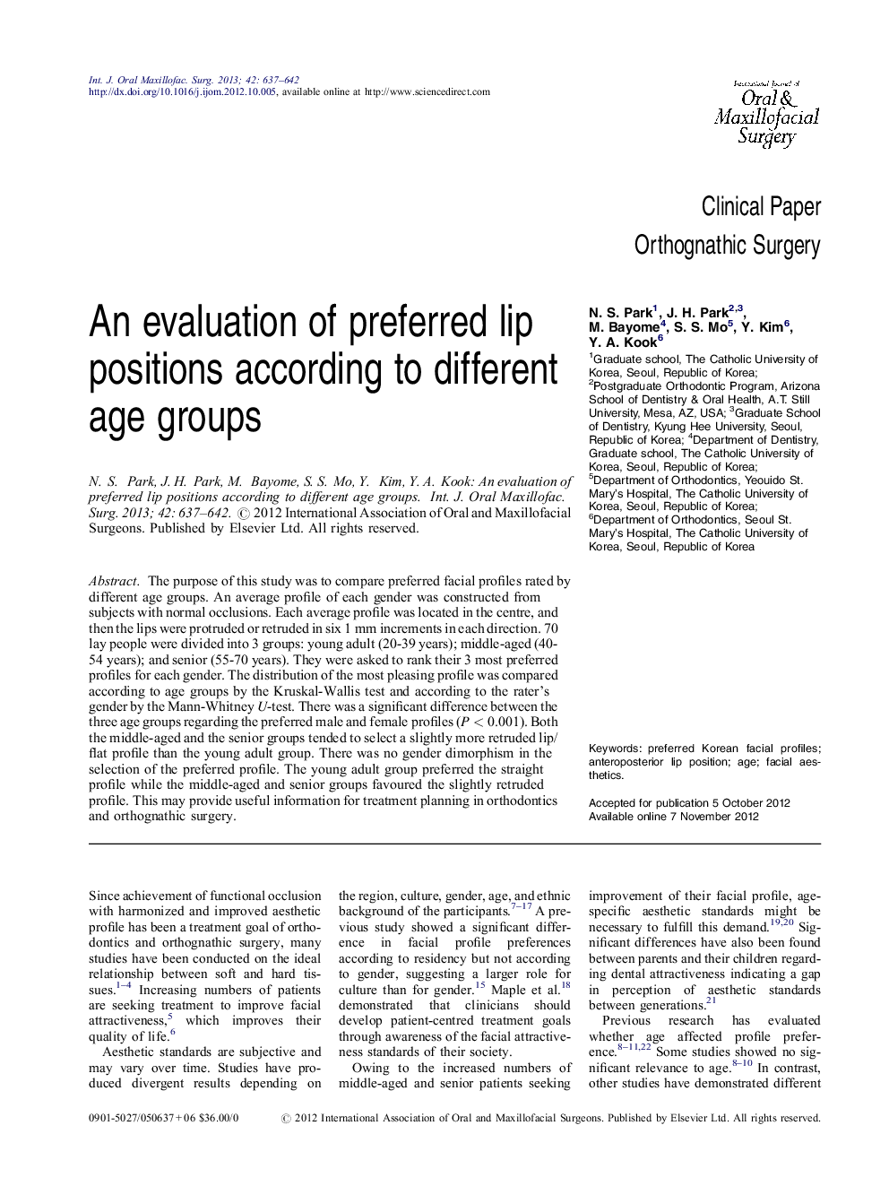 An evaluation of preferred lip positions according to different age groups