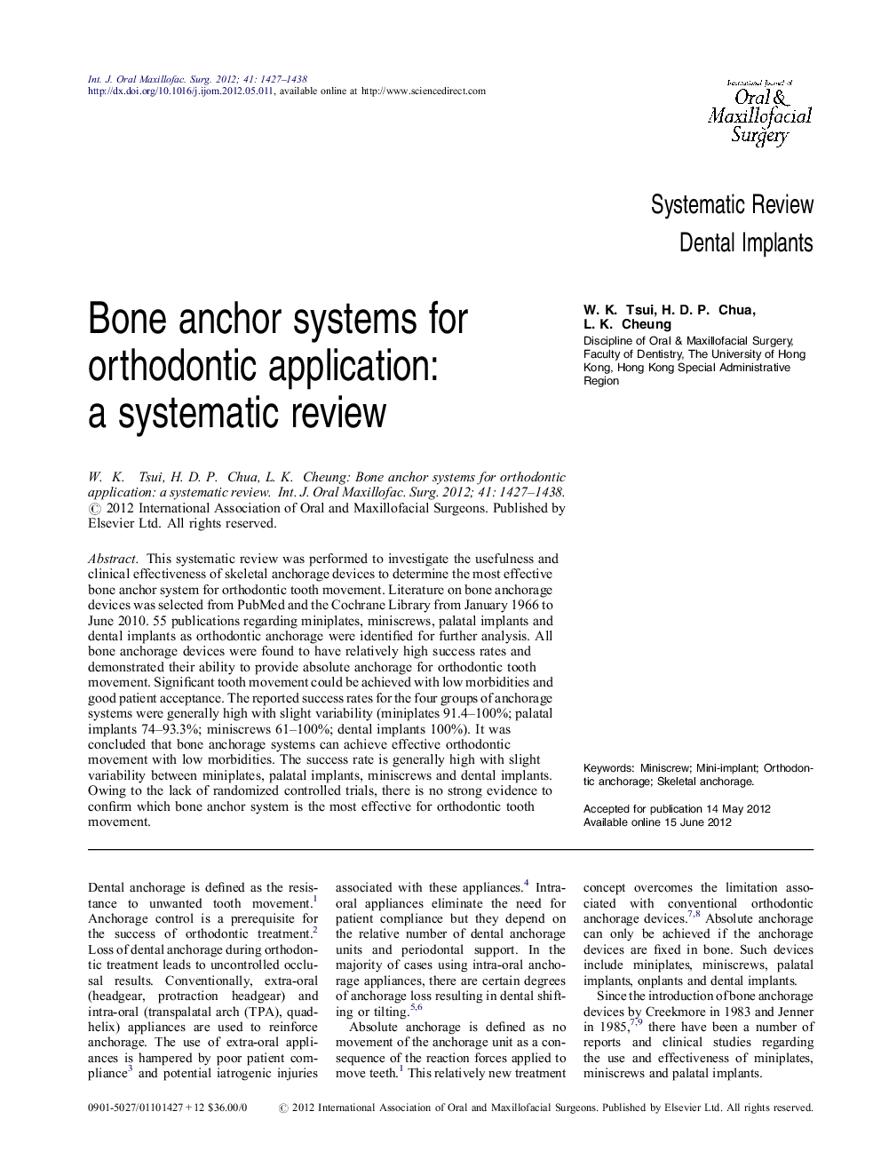 Bone anchor systems for orthodontic application: a systematic review