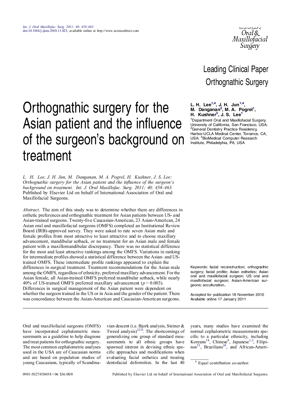 Orthognathic surgery for the Asian patient and the influence of the surgeon's background on treatment