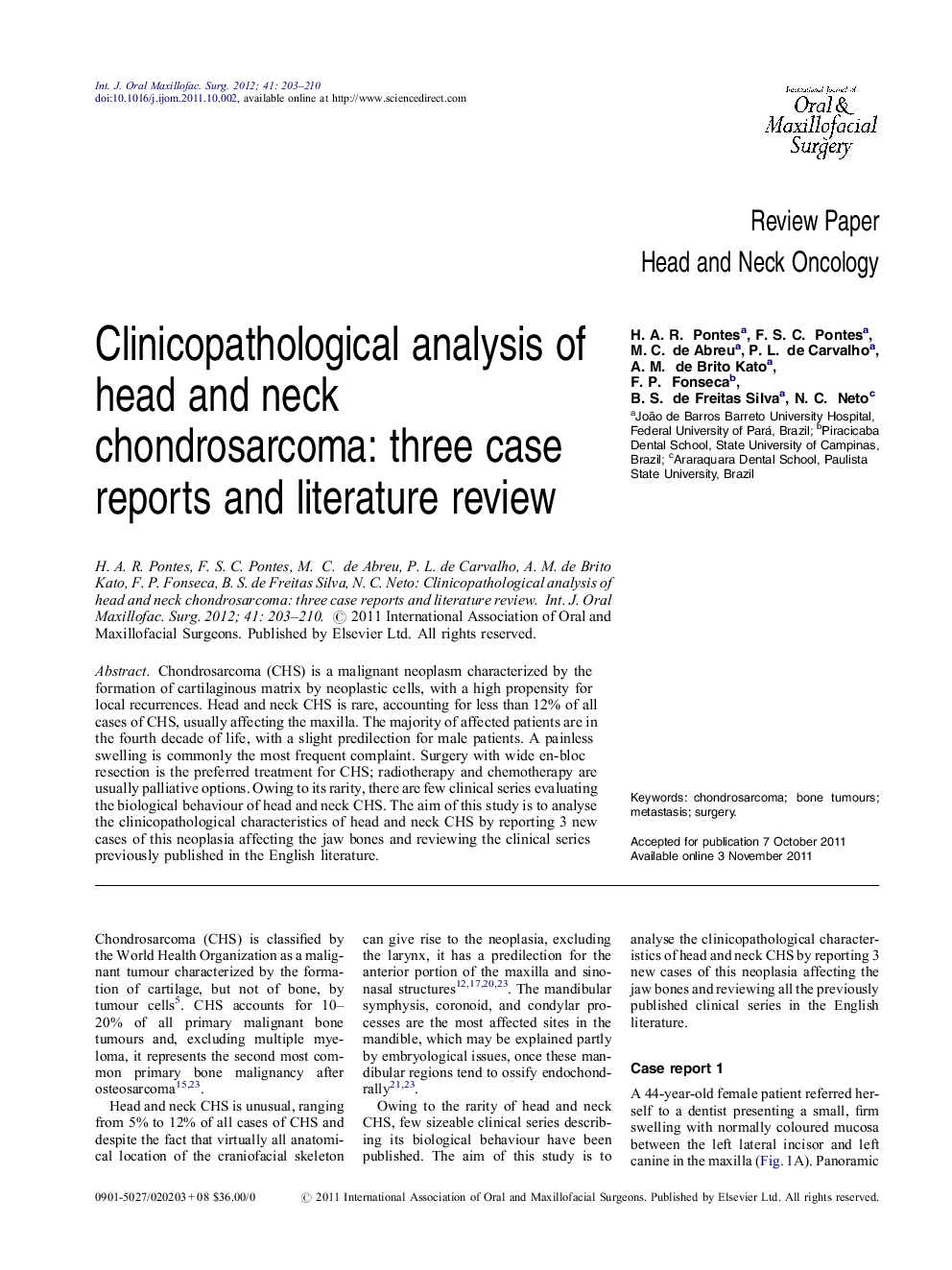 Clinicopathological analysis of head and neck chondrosarcoma: three case reports and literature review