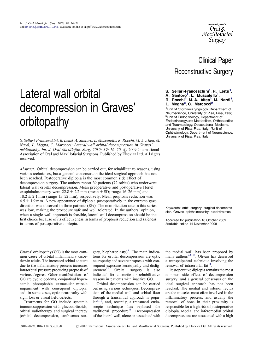 Lateral wall orbital decompression in Graves’ orbitopathy