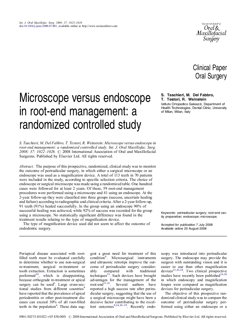 Microscope versus endoscope in root-end management: a randomized controlled study