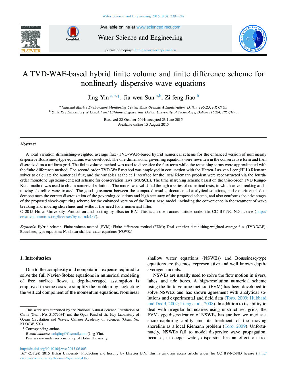 A TVD-WAF-based hybrid finite volume and finite difference scheme for nonlinearly dispersive wave equations 