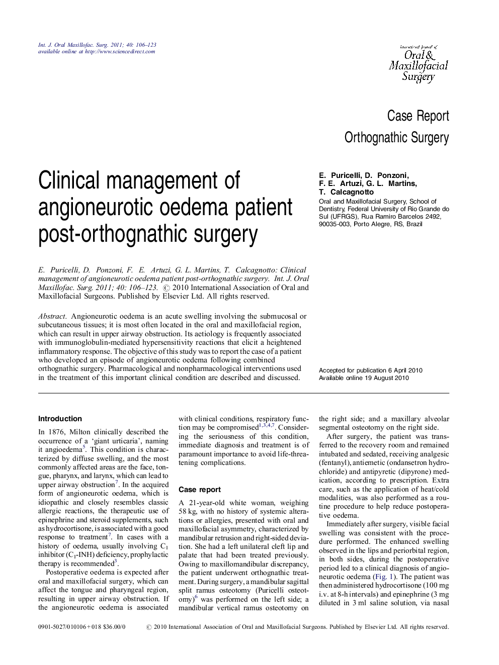 Clinical management of angioneurotic oedema patient post-orthognathic surgery