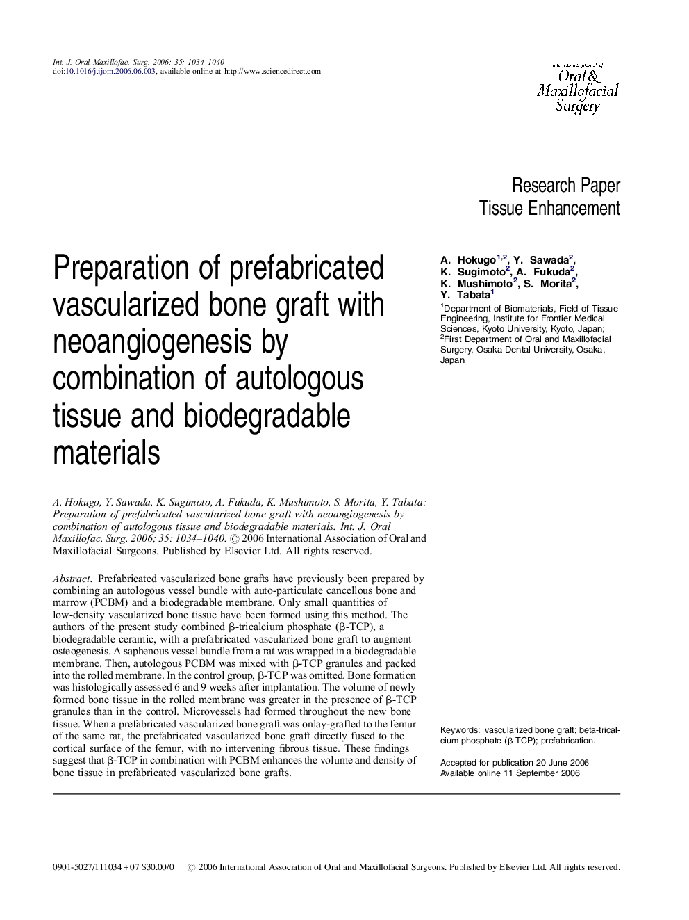 Preparation of prefabricated vascularized bone graft with neoangiogenesis by combination of autologous tissue and biodegradable materials