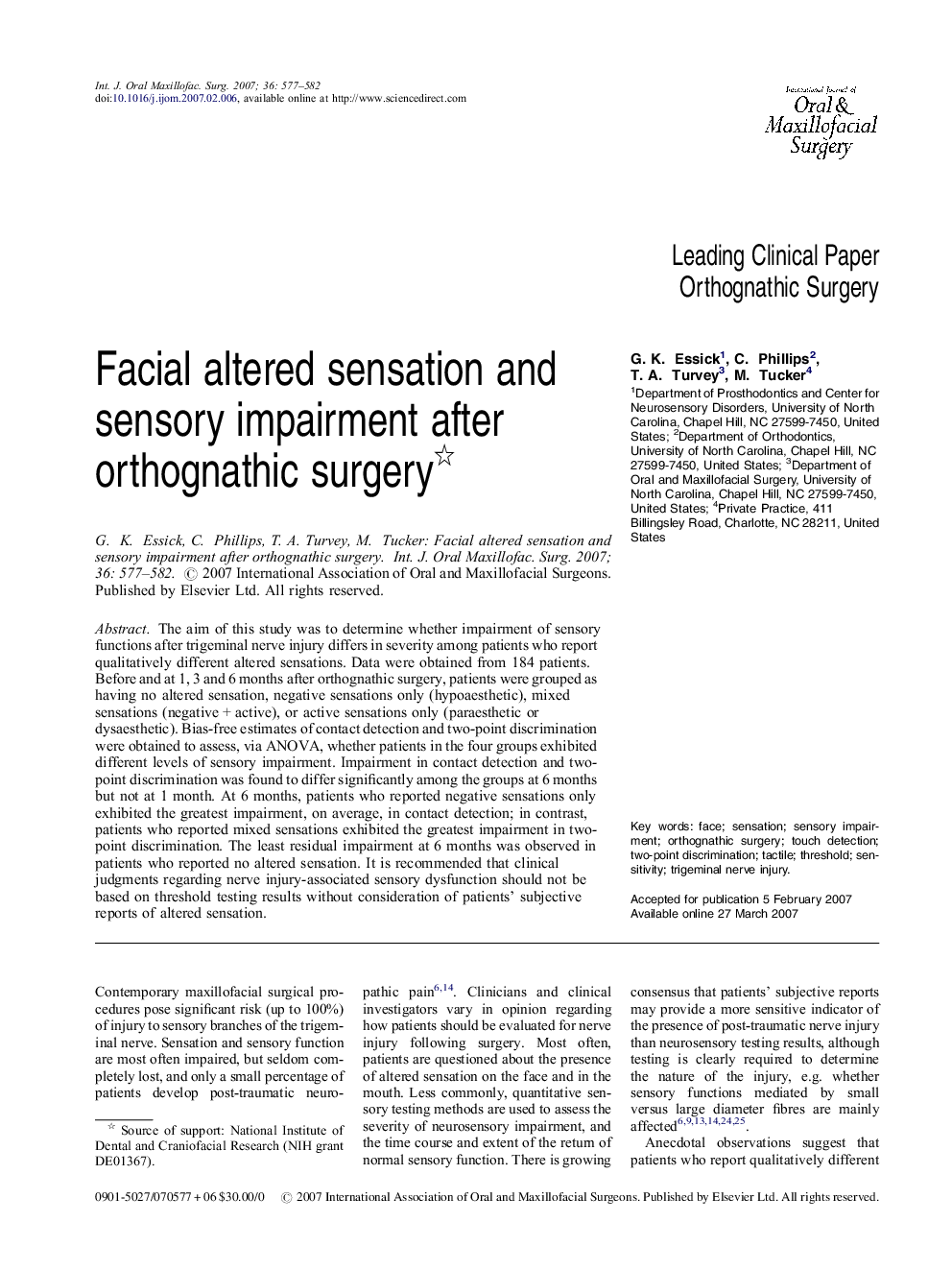 Facial altered sensation and sensory impairment after orthognathic surgery 