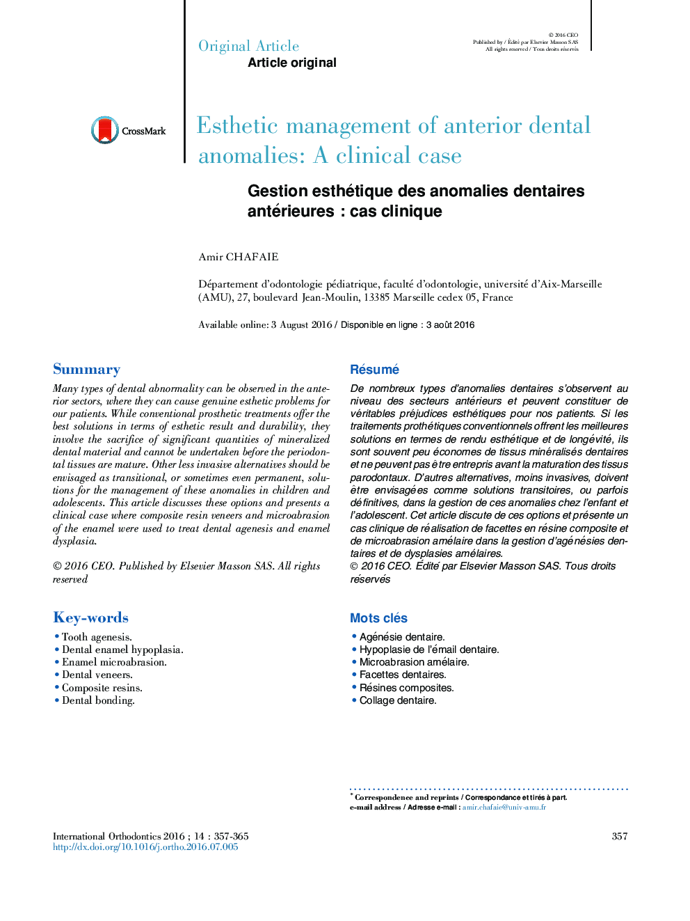 Gestion esthétique des anomalies dentaires antérieuresÂ : cas clinique