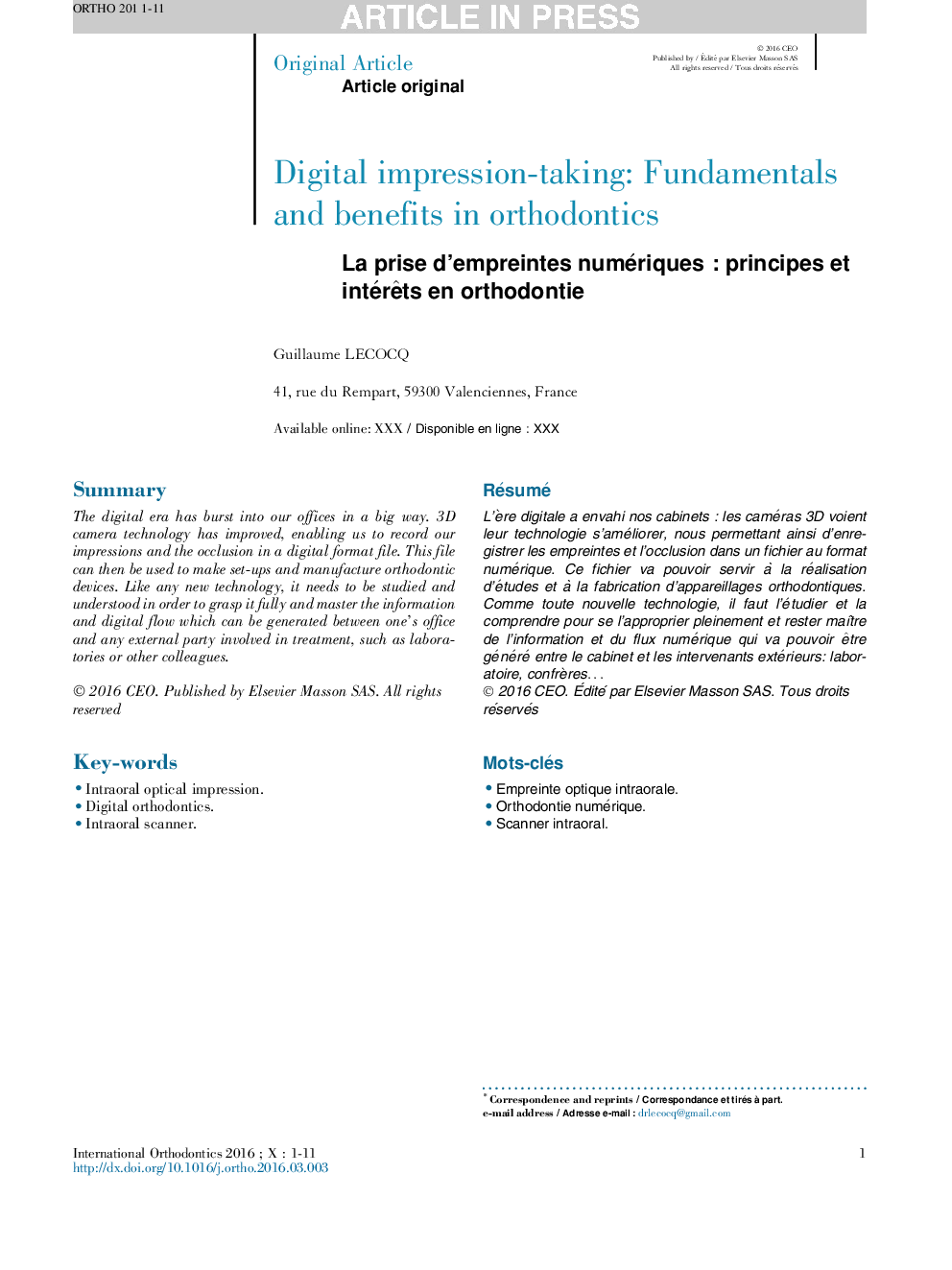 Digital impression-taking: Fundamentals and benefits in orthodontics