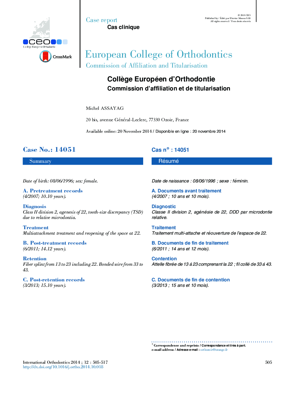 CollÃ¨ge Européen d'Orthodontie