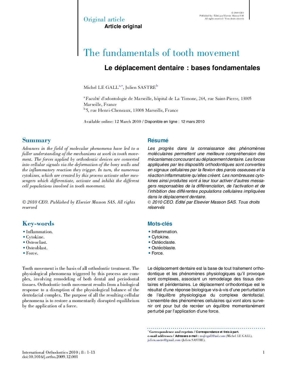 Le déplacement dentaireÂ :Â bases fondamentales