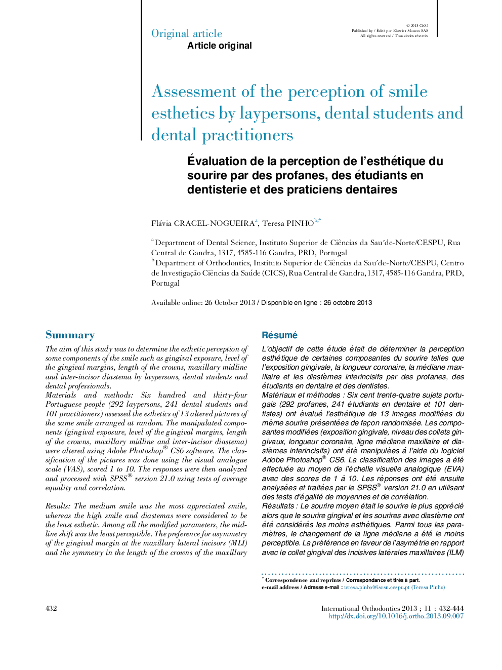 Assessment of the perception of smile esthetics by laypersons, dental students and dental practitioners