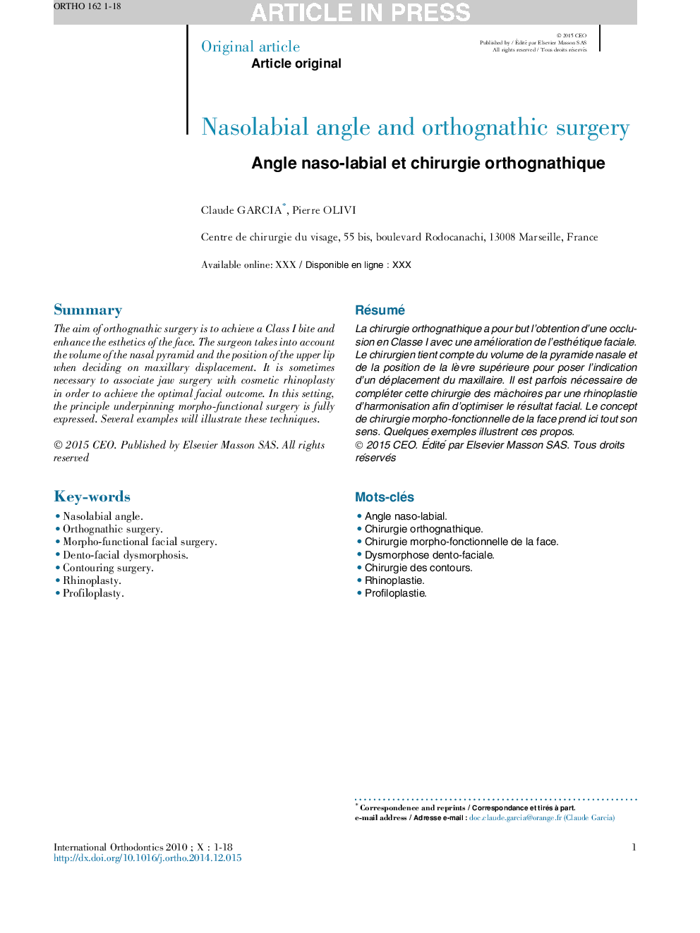 Angle naso-labial et chirurgie orthognathique