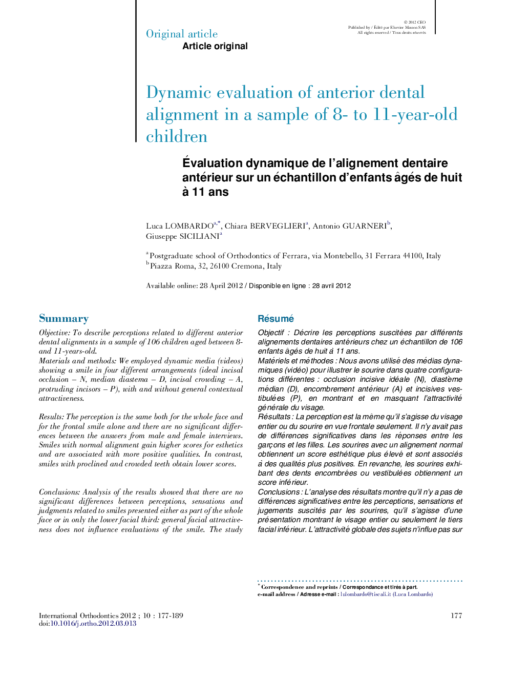 Dynamic evaluation of anterior dental alignment in a sample of 8- to 11-year-old children