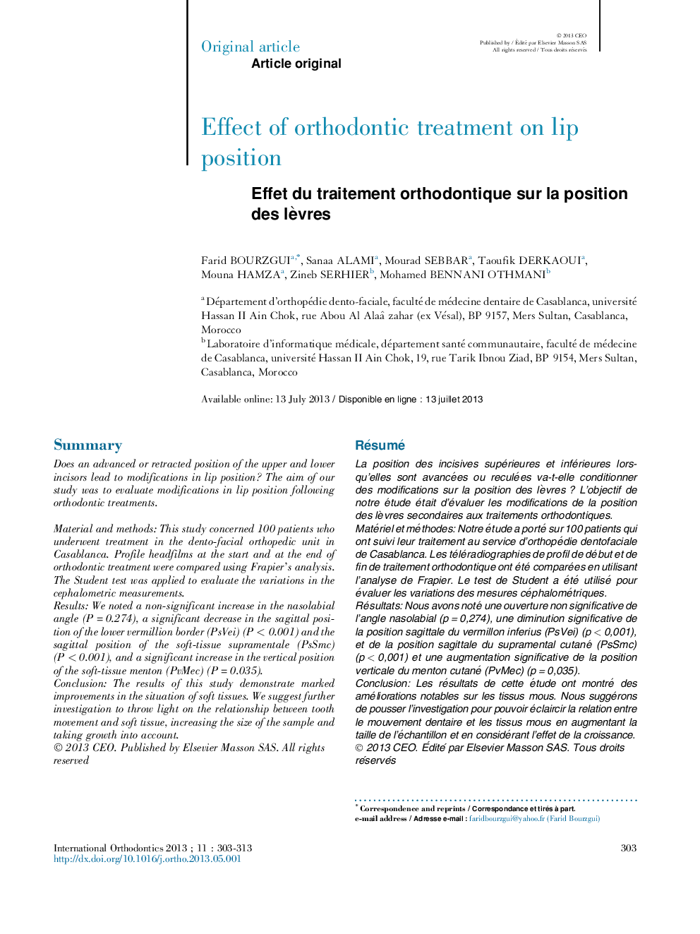 Effect of orthodontic treatment on lip position