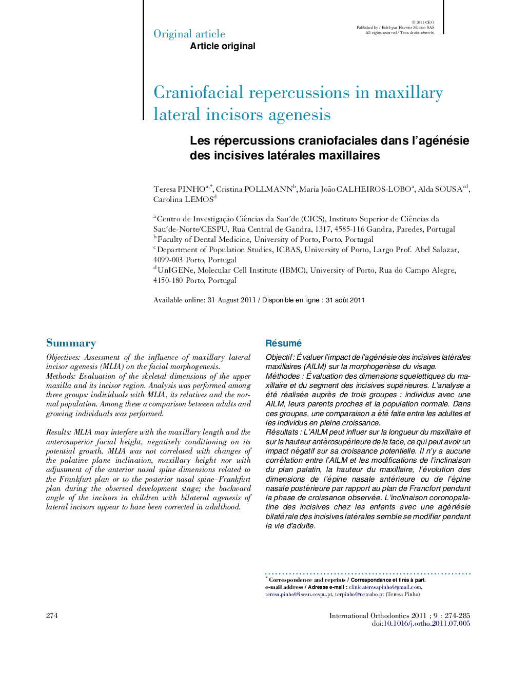 Craniofacial repercussions in maxillary lateral incisors agenesis