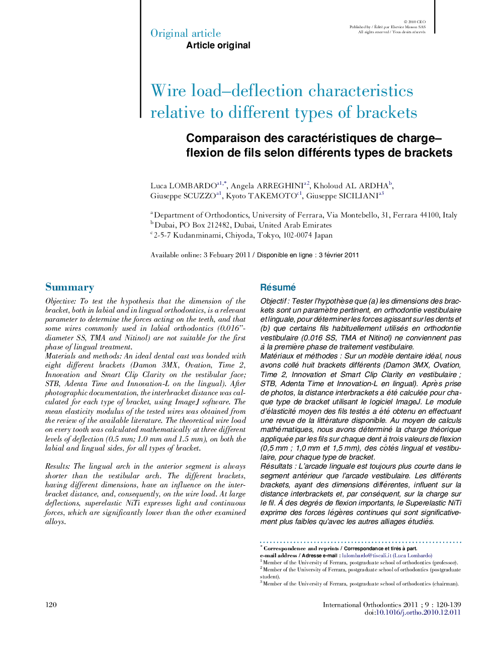 Wire load-deflection characteristics relative to different types of brackets