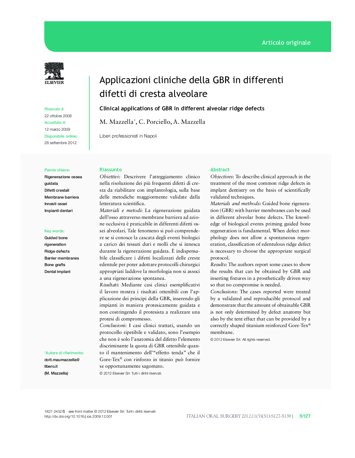 Applicazioni cliniche della GBR in differenti difetti di cresta alveolare