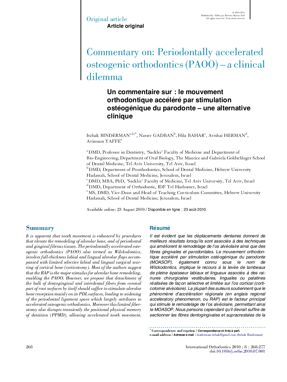 Un commentaire surÂ : le mouvement orthodontique accéléré par stimulation ostéogénique du parodonte - une alternative clinique