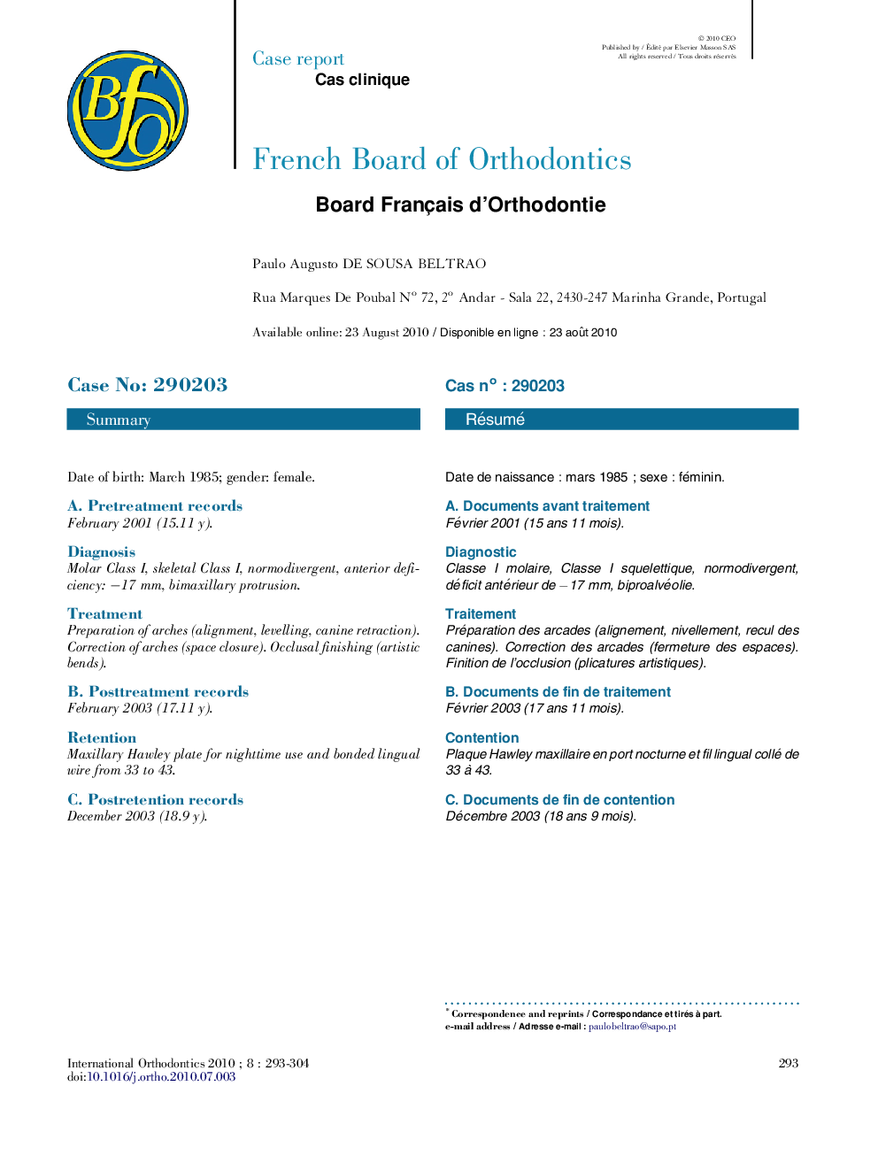 French Board of Orthodontics