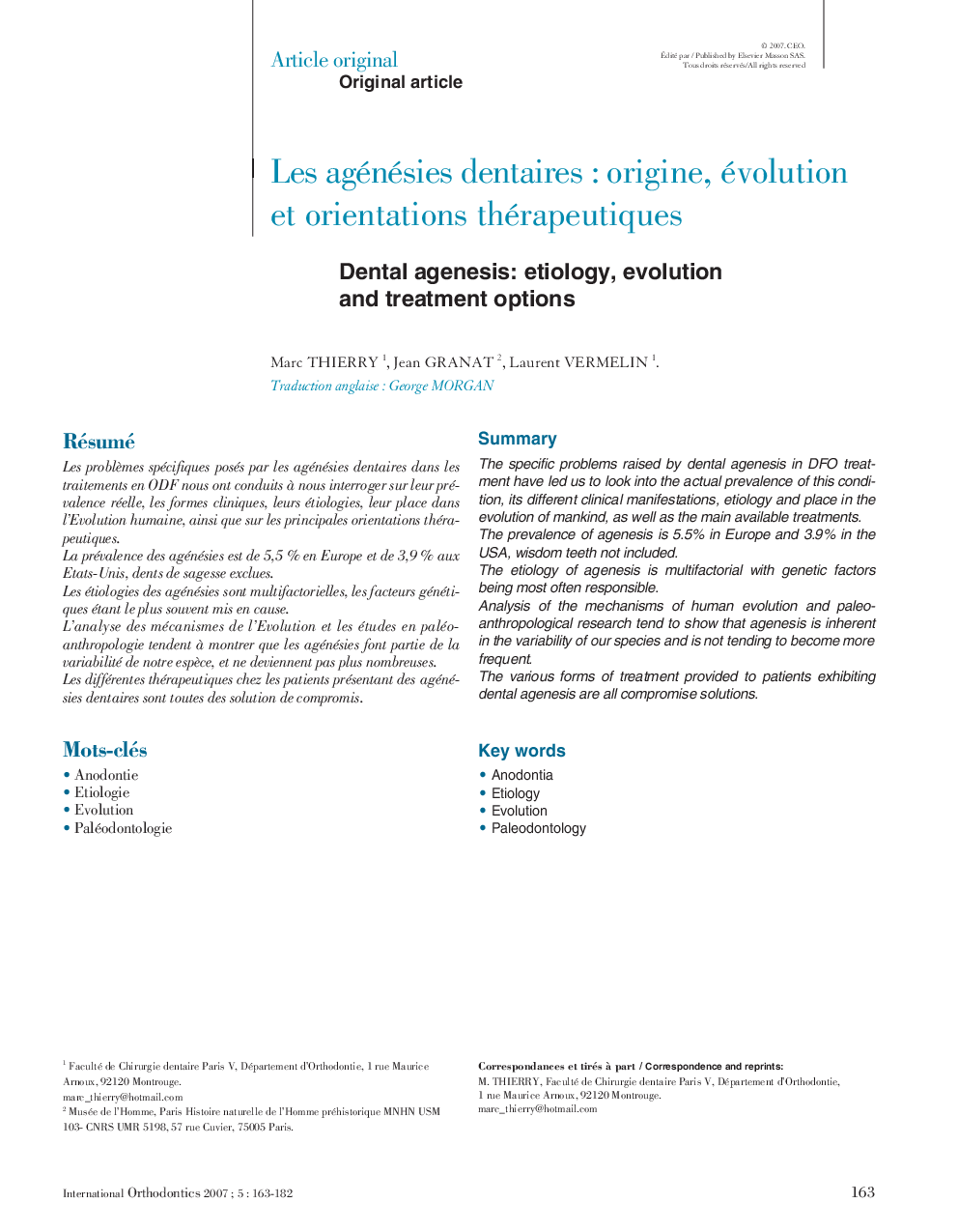 Les agénésies dentaires : origine, évolution et orientations thérapeutiques