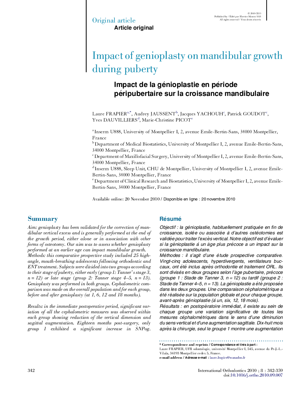 Impact of genioplasty on mandibular growth during puberty