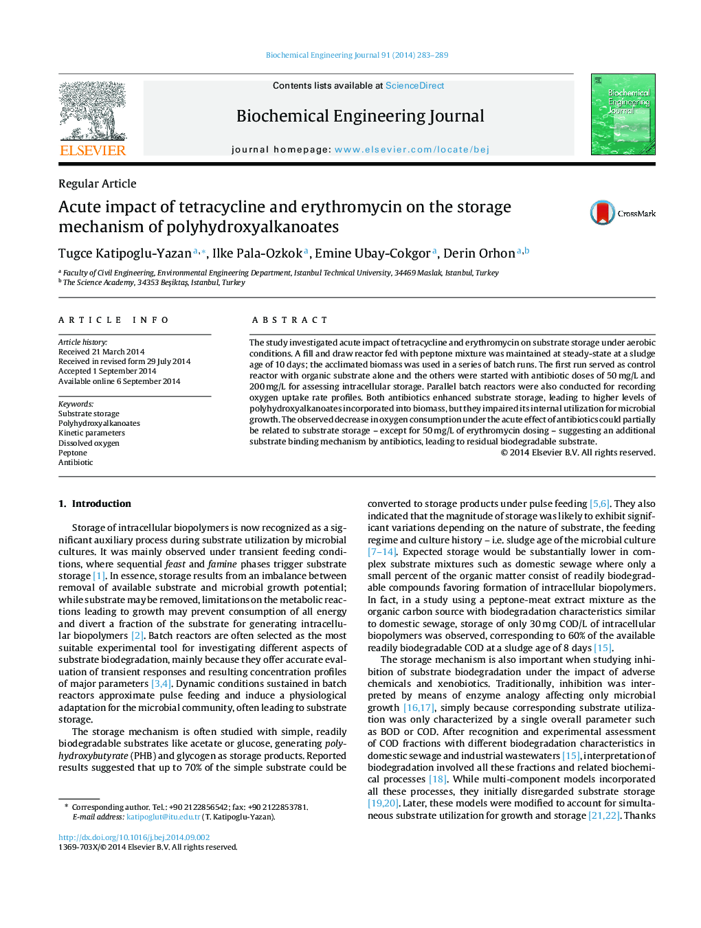 Acute impact of tetracycline and erythromycin on the storage mechanism of polyhydroxyalkanoates