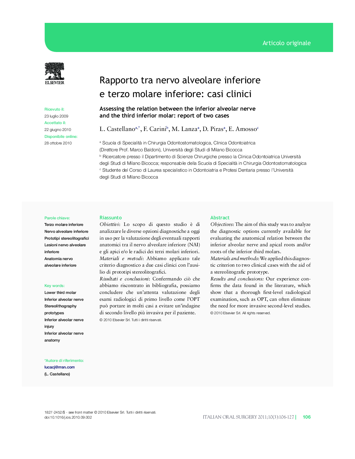 Rapporto tra nervo alveolare inferiore e terzo molare inferiore: casi clinici