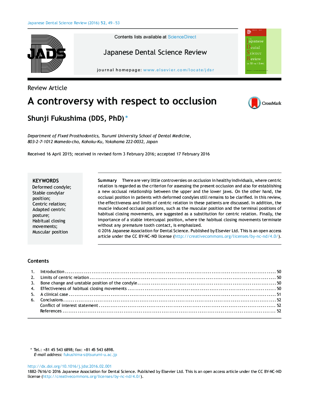 A controversy with respect to occlusion
