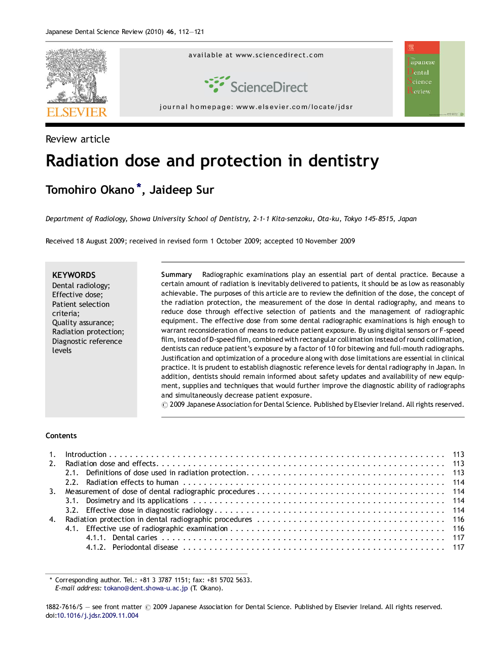 Radiation dose and protection in dentistry