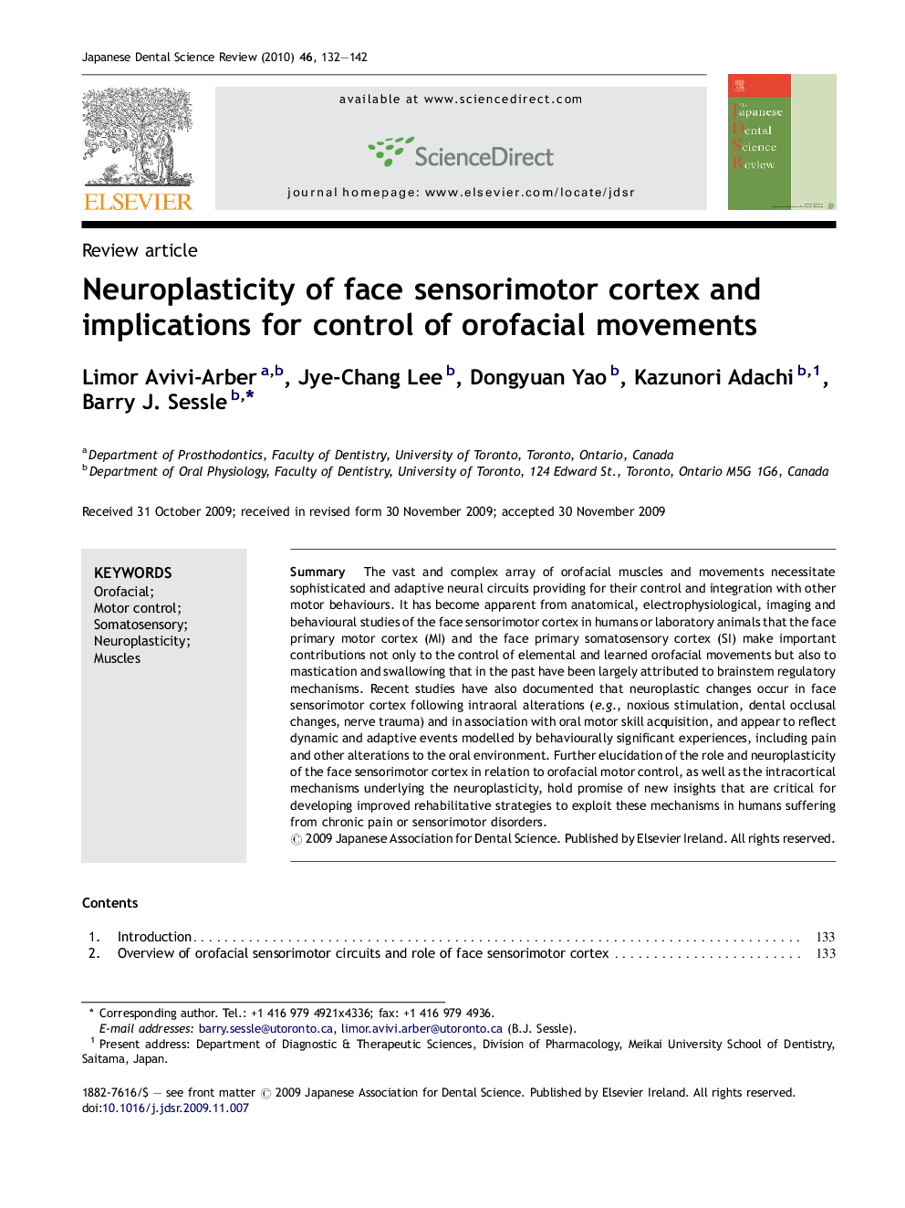 Neuroplasticity of face sensorimotor cortex and implications for control of orofacial movements