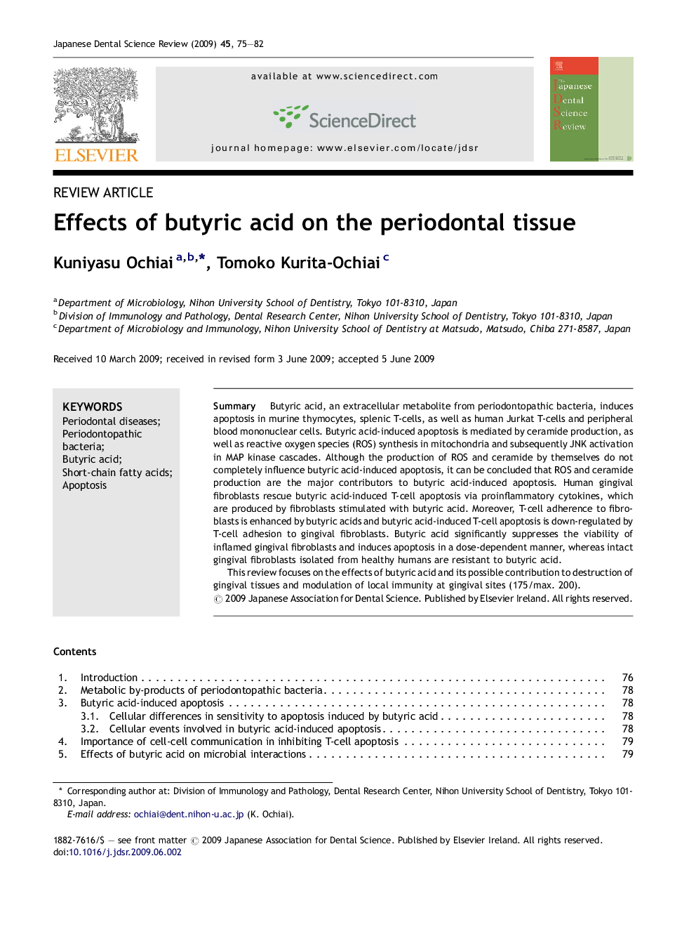 Effects of butyric acid on the periodontal tissue