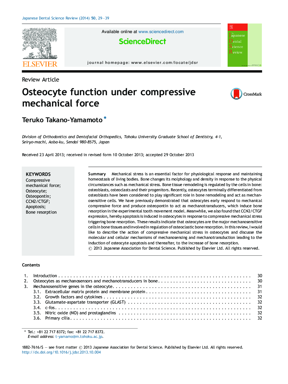 Osteocyte function under compressive mechanical force
