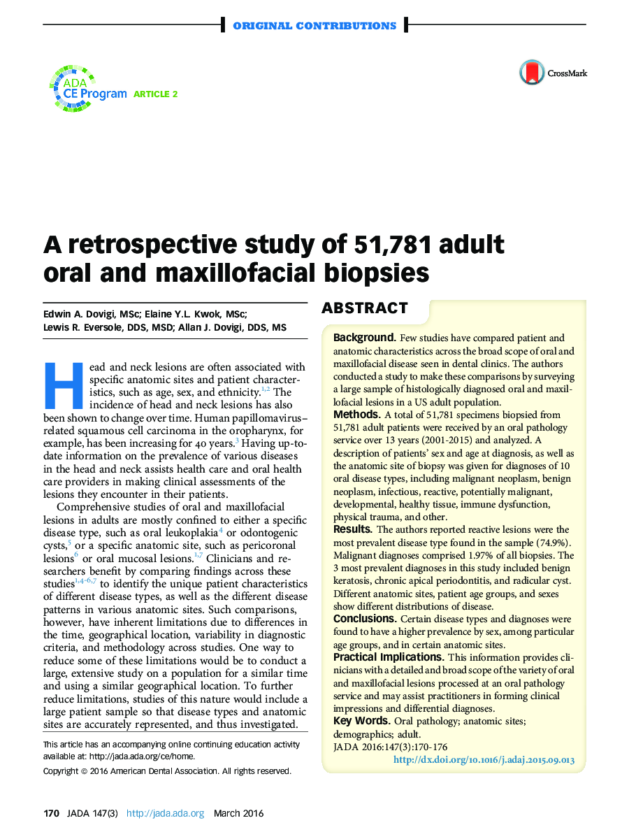 A retrospective study of 51,781 adult oral and maxillofacial biopsies 