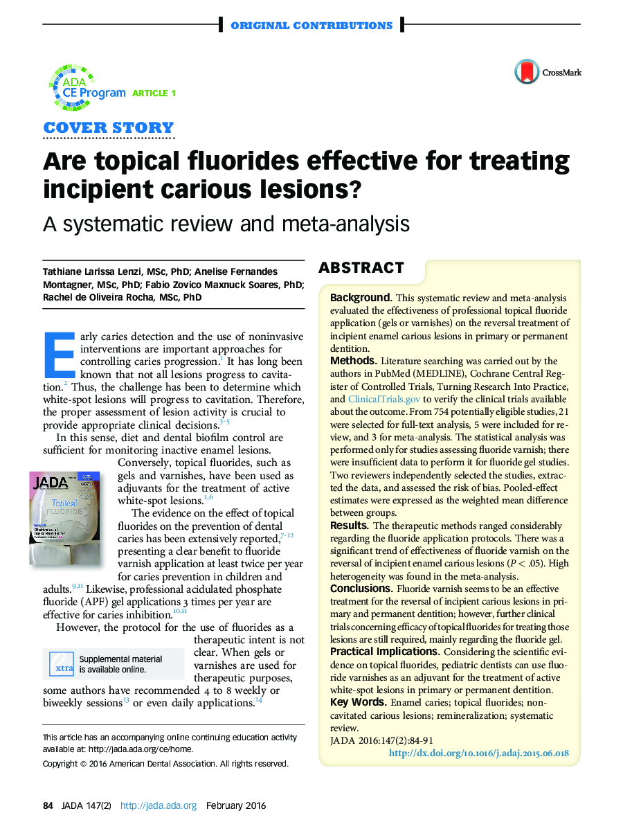 Are topical fluorides effective for treating incipient carious lesions?