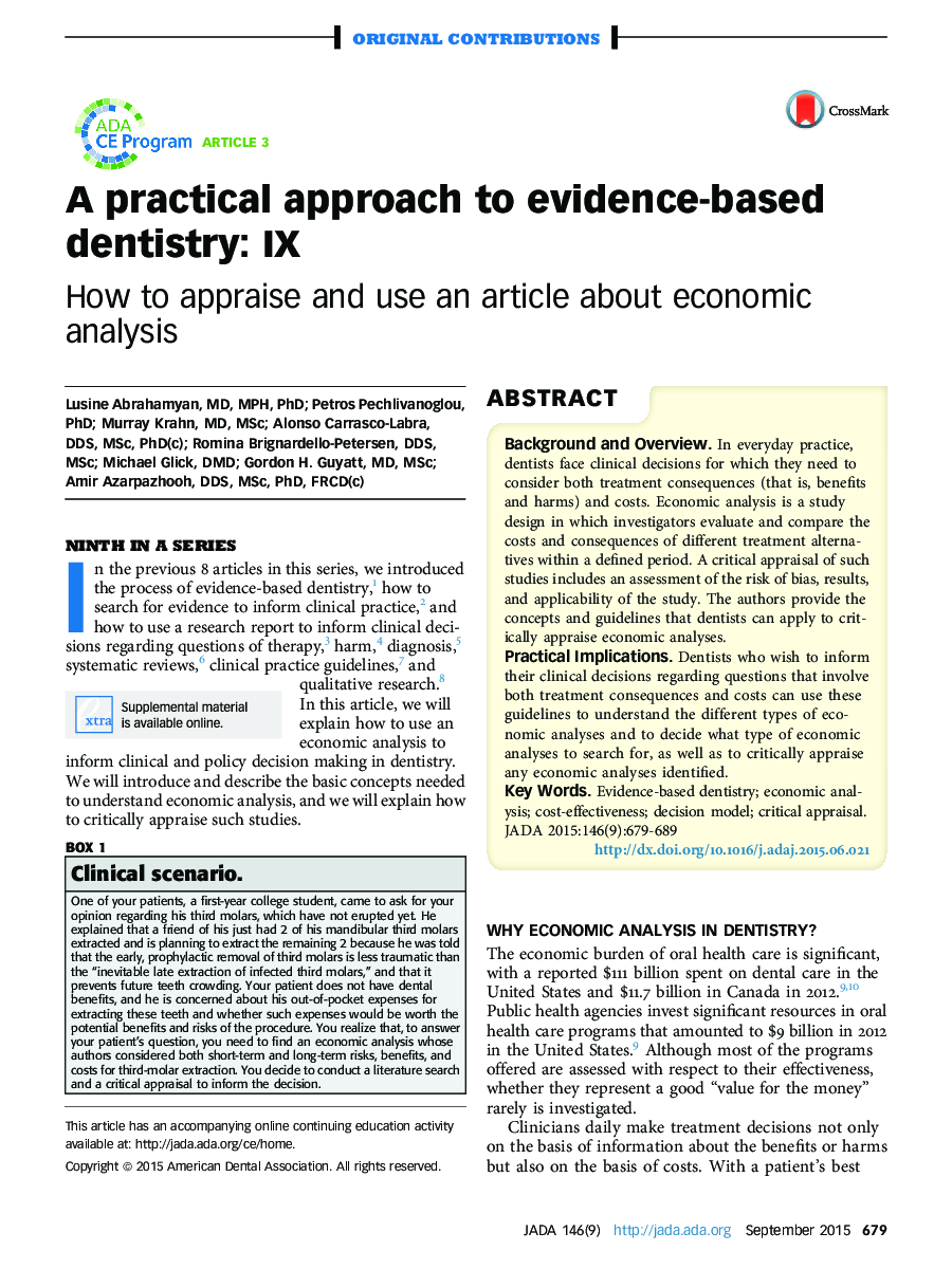 A practical approach to evidence-based dentistry: IX